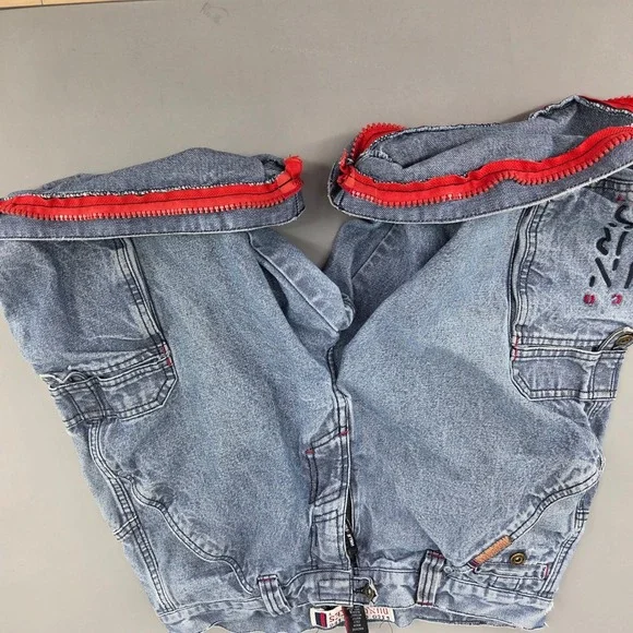 Esco Caballero Dungarees Cargo Shorts Mens 36 Blue Denim Y2K Hip Hop Streetwear - Picture 6 of 10